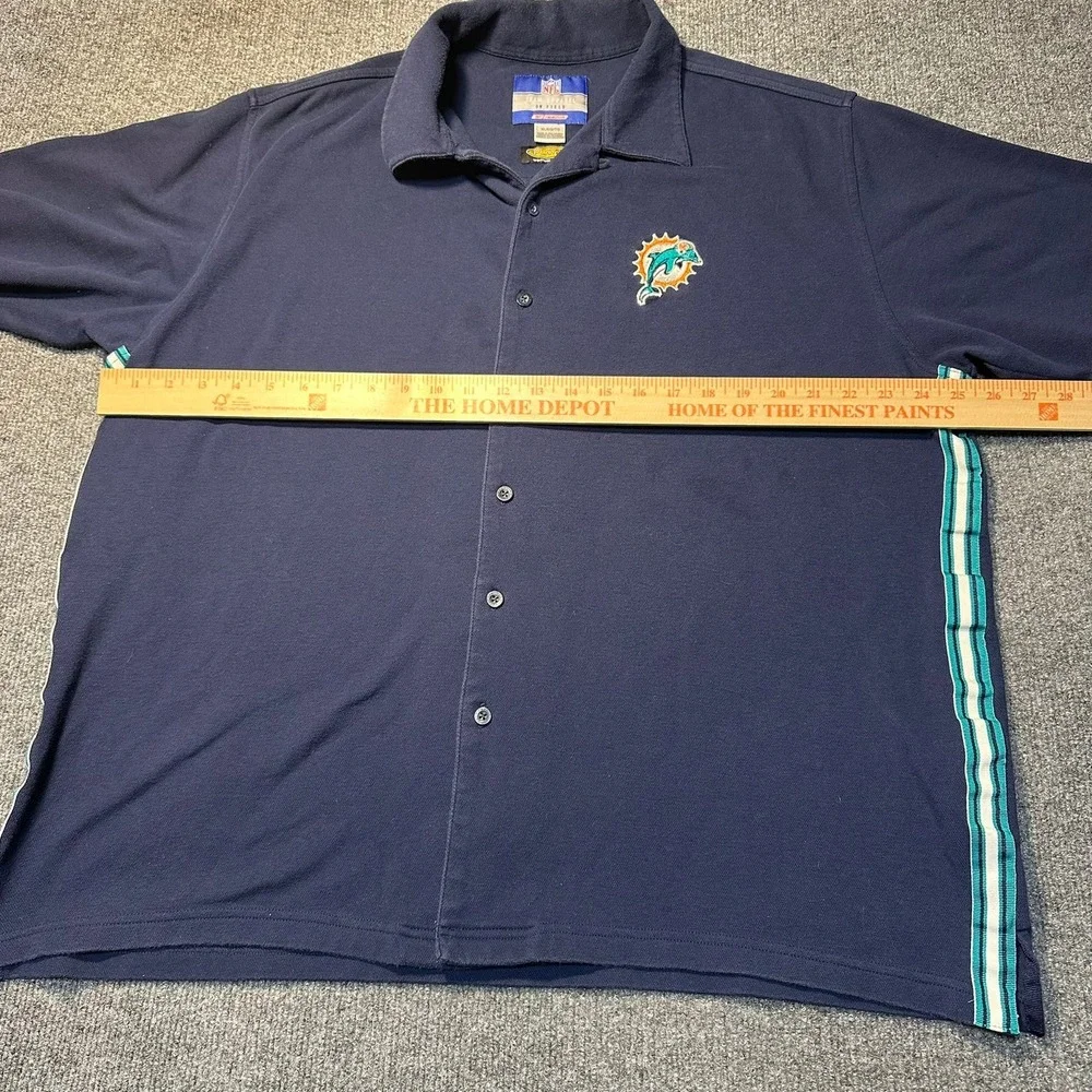 Reebok NFL Miami Dolphins Navy Blue Button Up Shirt Mens XL PlayDry On Field